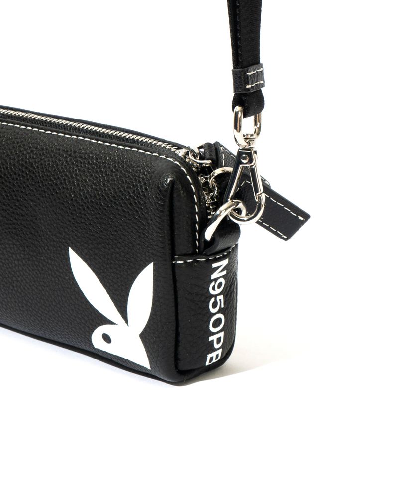 Bolsas De Mao Playboy Couro Pouchette Feminino Pretas | TPCYZ6849