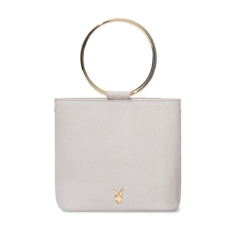 Bolsas De Mao Playboy Couro Ring Clutch Feminino Creme | UKEVT7069