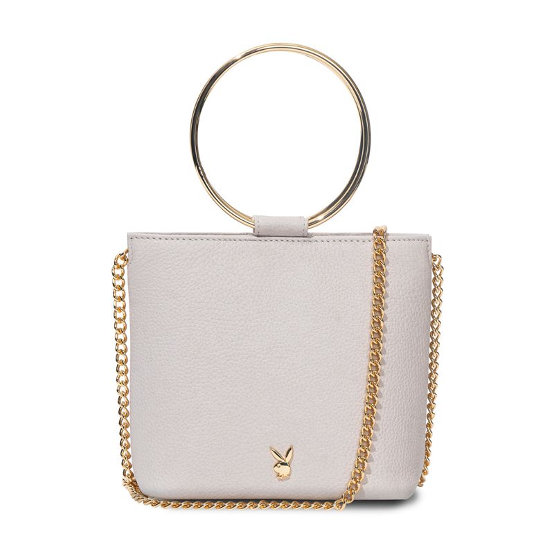 Bolsas De Mao Playboy Couro Ring Clutch Feminino Creme | UKEVT7069