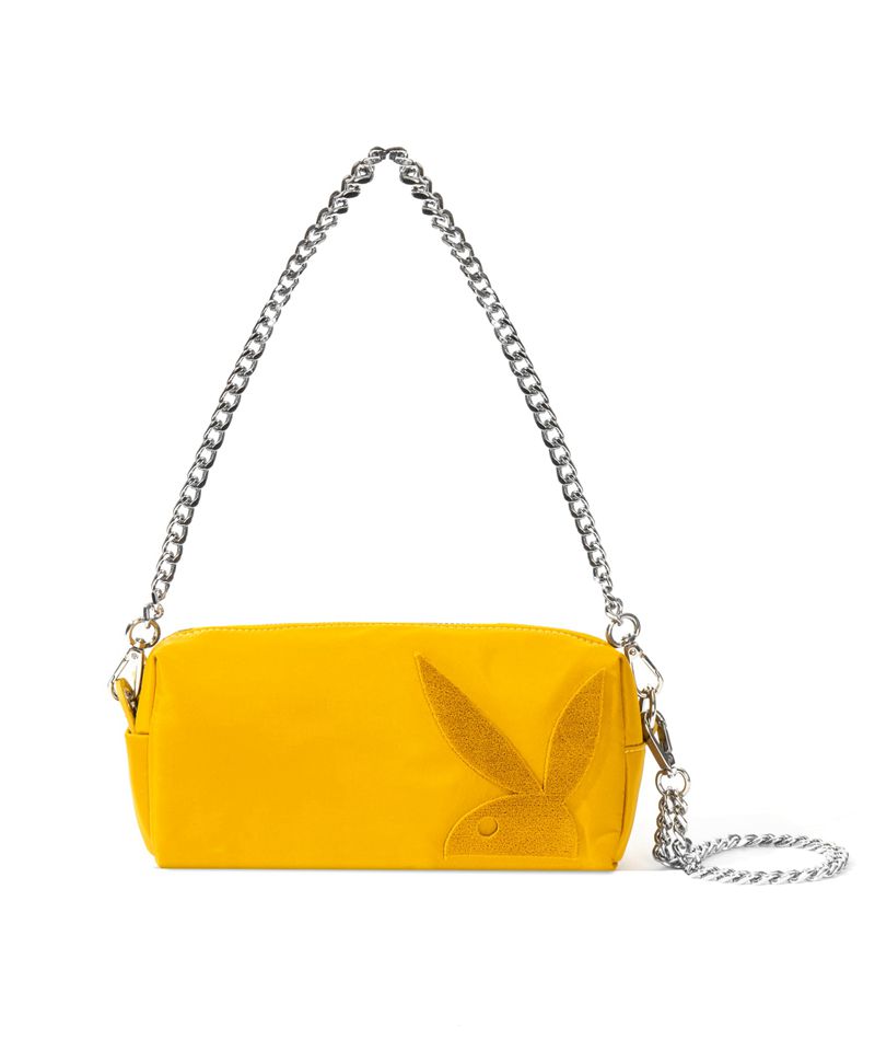 Bolsas De Mao Playboy Nylon Clutch Feminino Mostarda | SPNUE9816