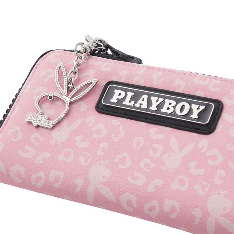 Bolsas De Mao Playboy Pink Cheetah Zip Wallet Feminino Rosa | WQJKE3647