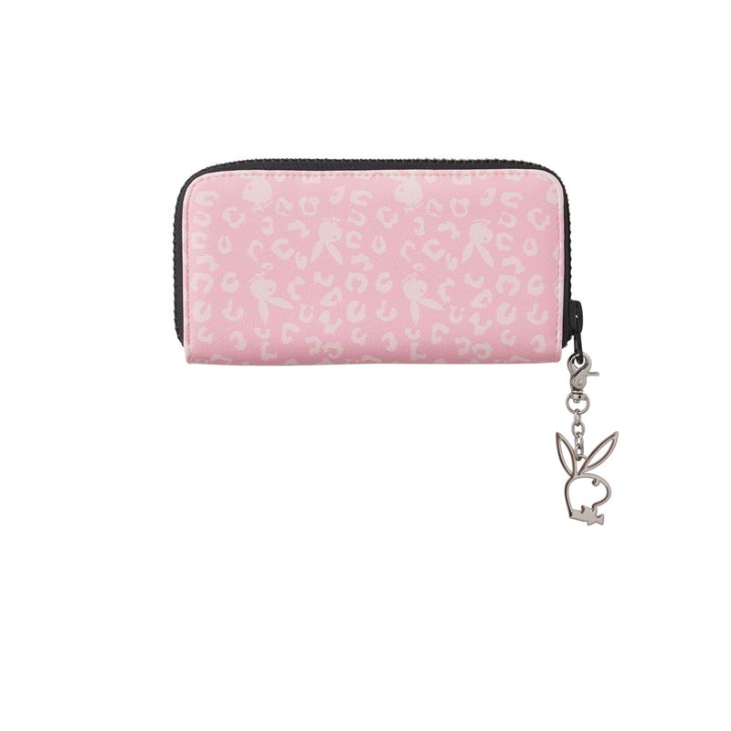 Bolsas De Mao Playboy Pink Cheetah Zip Wallet Feminino Rosa | WQJKE3647