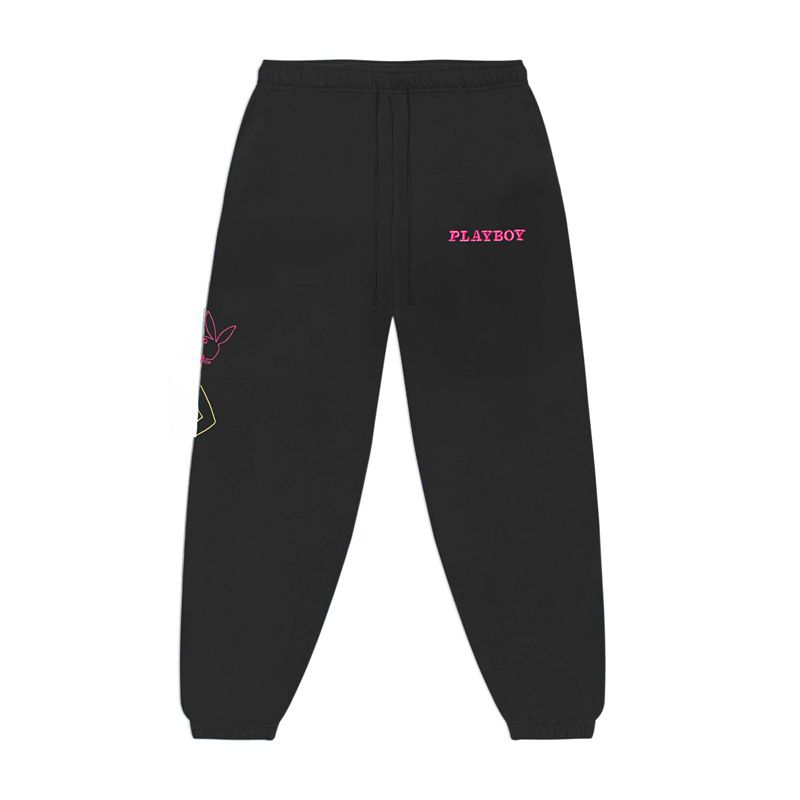 Calça De Moletom Playboy Bunny Outline Masculino Pretas | HTRXC5968