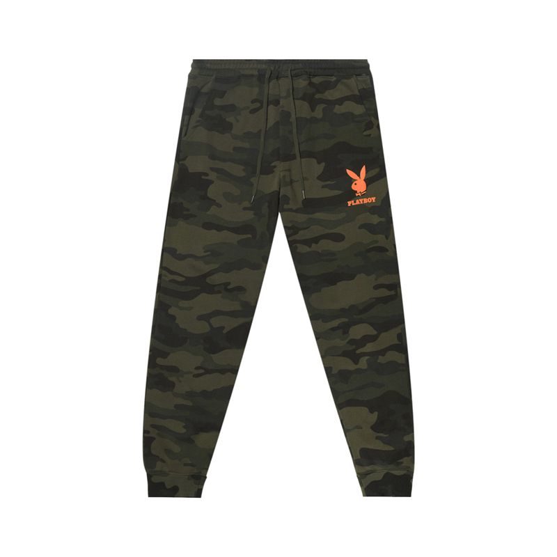 Calça De Moletom Playboy Camo Rabbit Head Joggers Masculino Verdes Pretas | UHNKI9538