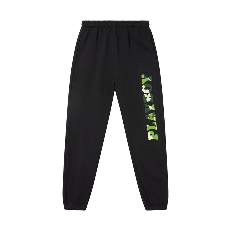 Calça De Moletom Playboy Hare Green Camo Masculino Pretas Verdes | STWQZ7162