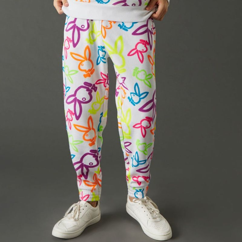 Calça De Moletom Playboy Neon Bunny Print Jogger Masculino Branco | CXFVZ9472