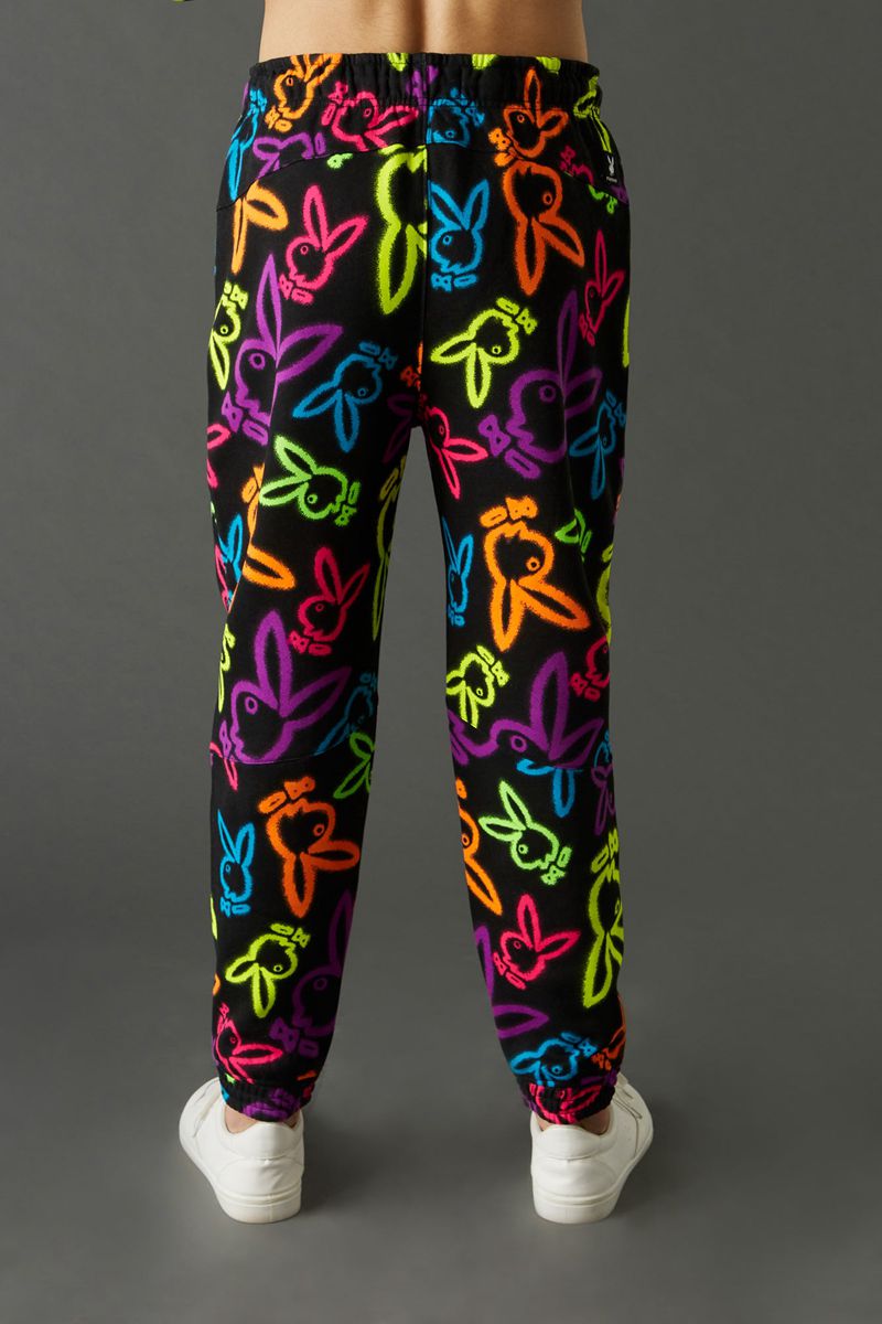 Calça De Moletom Playboy Neon Bunny Print Jogger Masculino Branco | CXFVZ9472