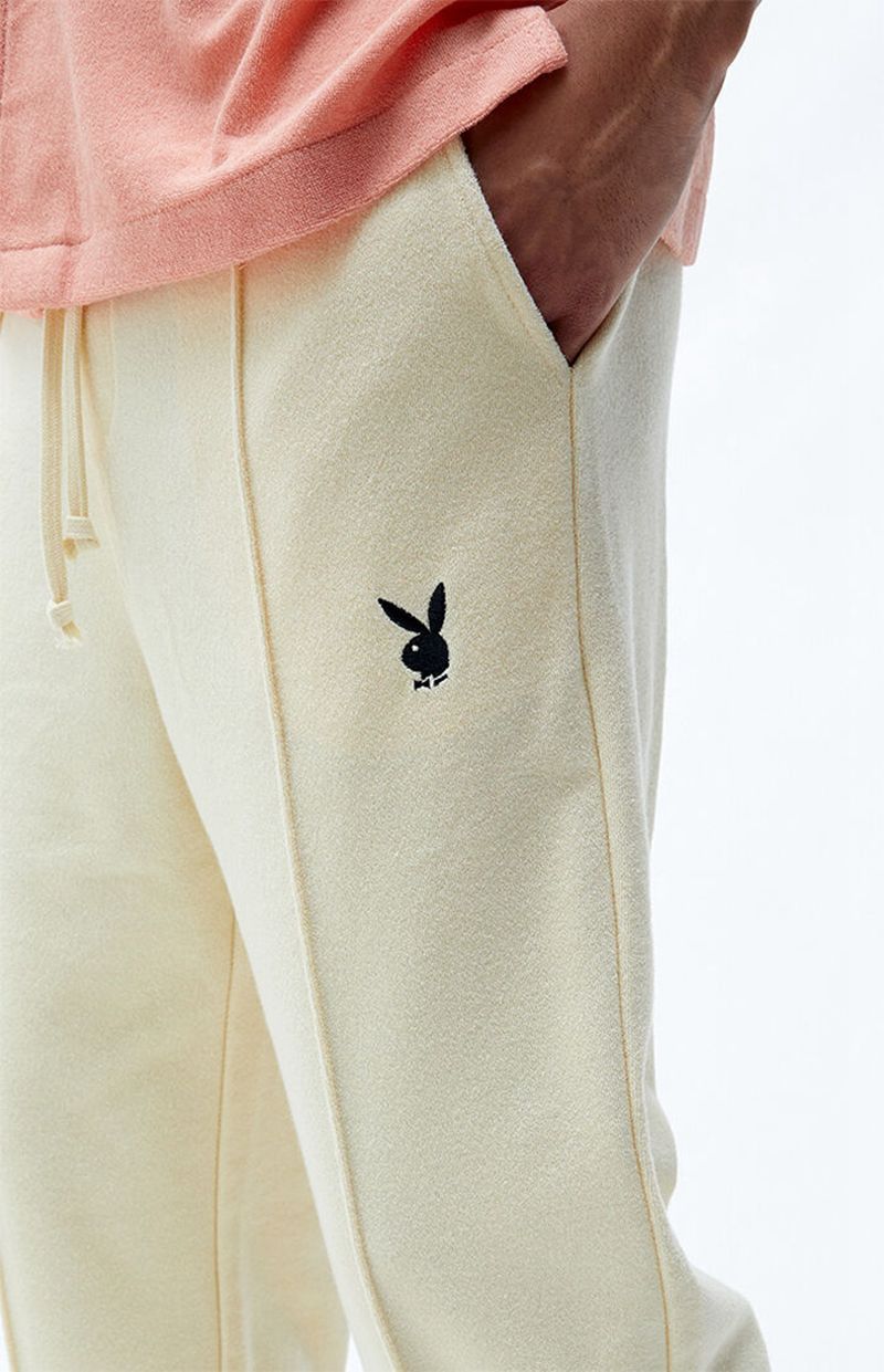 Calça De Moletom Playboy Terry Sweatpant Masculino Branco | KUQES9670