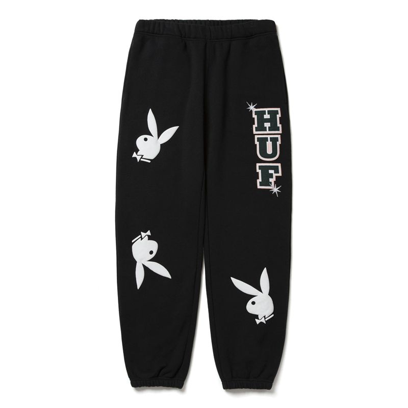 Calça De Moletom Playboy X Huf Rabbit Head Masculino Pretas | PYMOJ6258