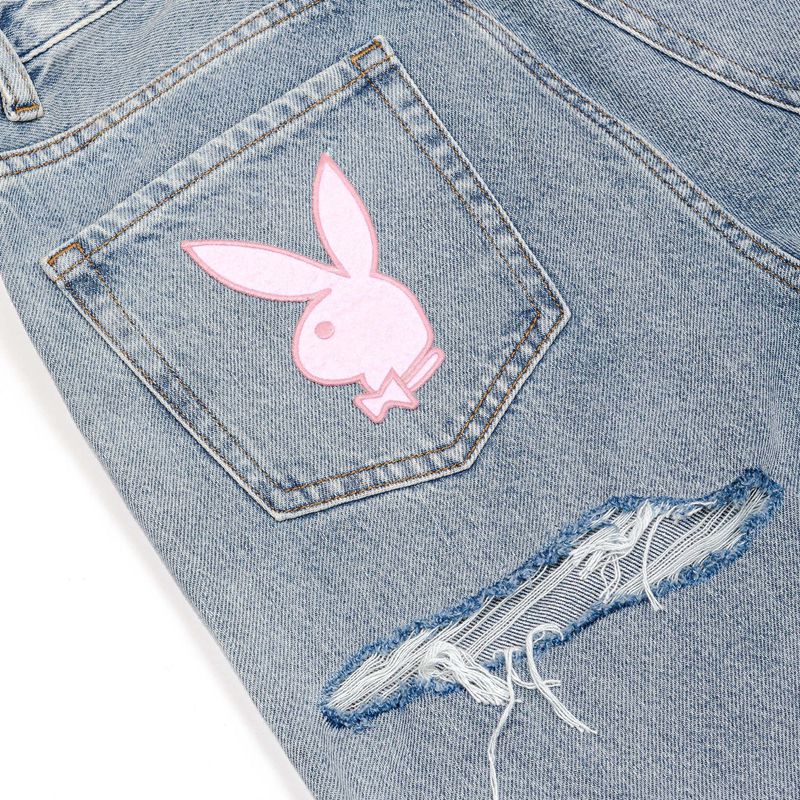 Calça Jeans Playboy 90s Ripped Boyfriend Feminino Azuis | MBELY5439