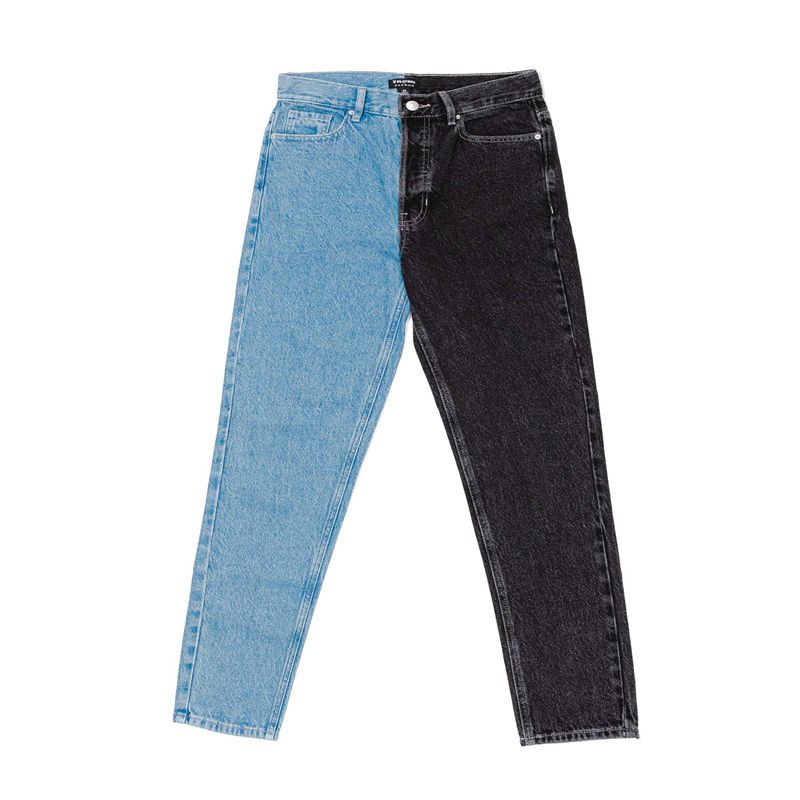 Calça Jeans Playboy Two-Tone Ultra High Waisted Slim Fit Feminino Azuis Pretas | YTUGQ1608