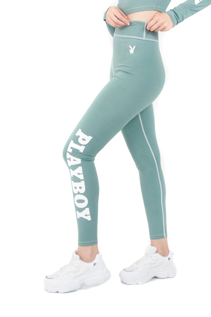 Calças Playboy Active Branded Legging Feminino Verdes | ZXQON3946