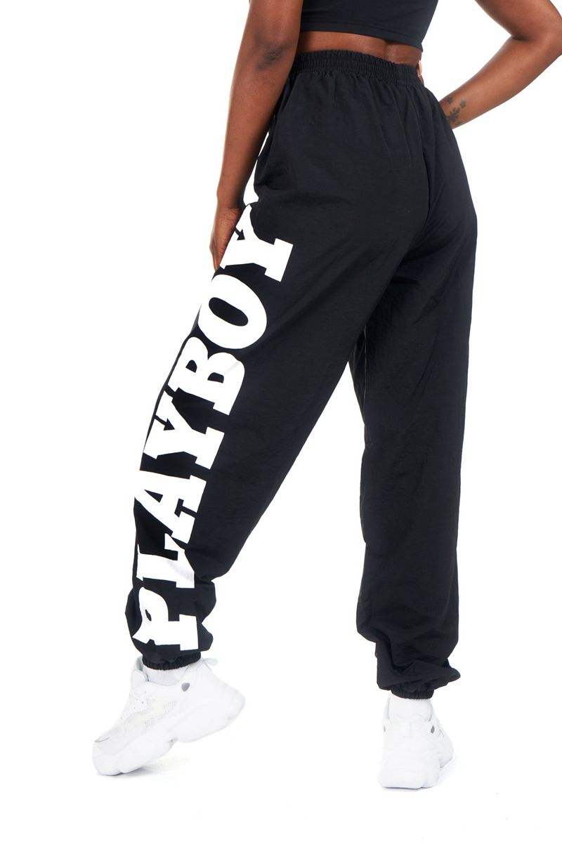 Calças Playboy Active Nylon Joggers Feminino Pretas | CMNDW5974