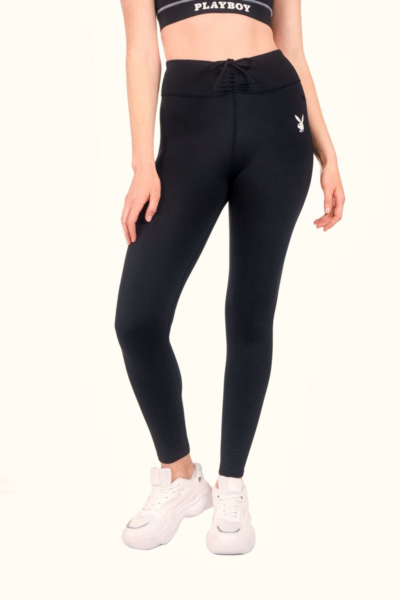 Calças Playboy Active Ruched Waistband Leggings Feminino Cinzentas | HWRBY1293