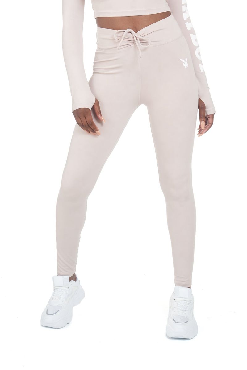 Calças Playboy Active Ruched Waistband Leggings Feminino Cinzentas | HWRBY1293