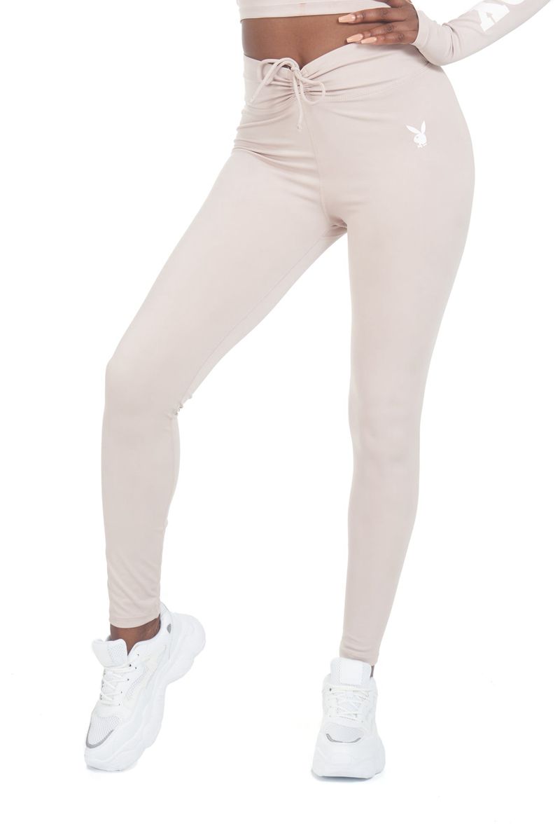 Calças Playboy Active Ruched Waistband Leggings Feminino Cinzentas | HWRBY1293