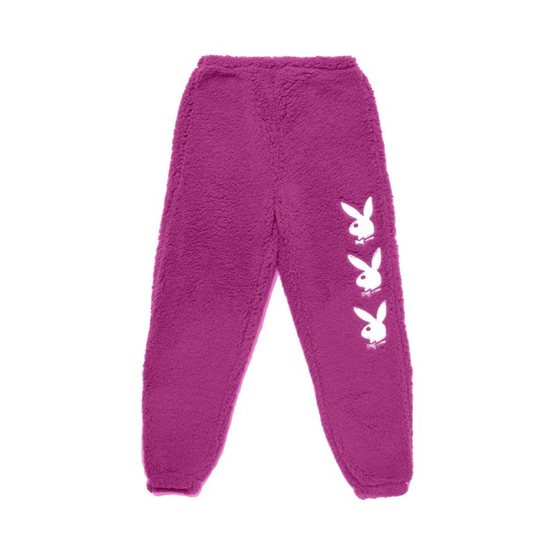 Calças Playboy Bunny Leg Sherpa Sweat Feminino Roxo Escuro | TKABW8410