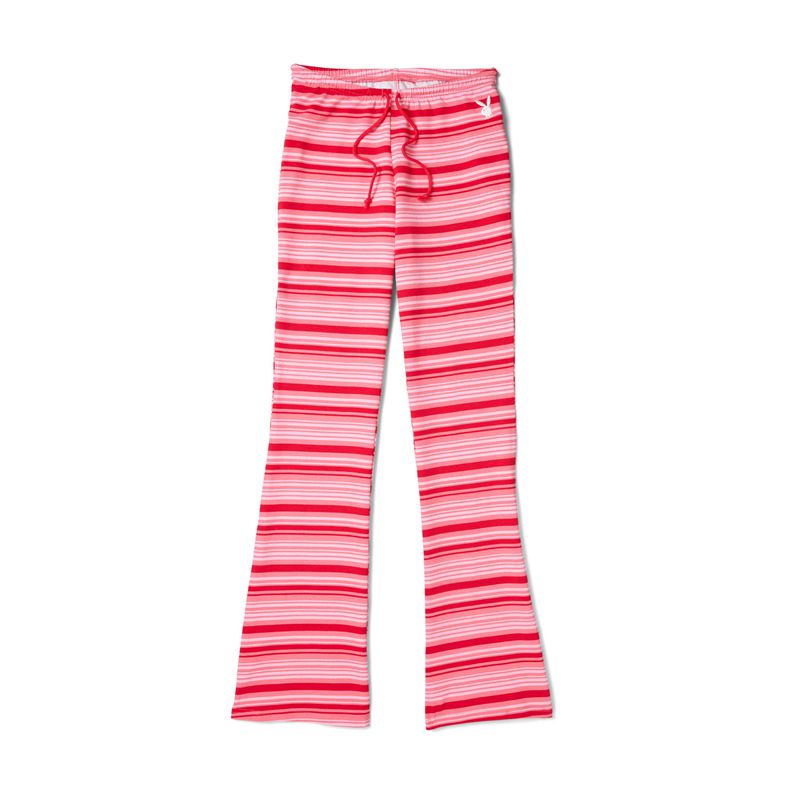 Calças Playboy Crush Stripe Flare Sweats Feminino Vermelhas | SIDUX0746