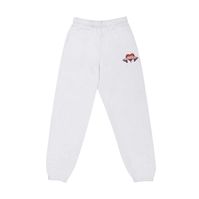 Calças Playboy Heartbreaker Sweats Feminino Branco | SRFHW6840