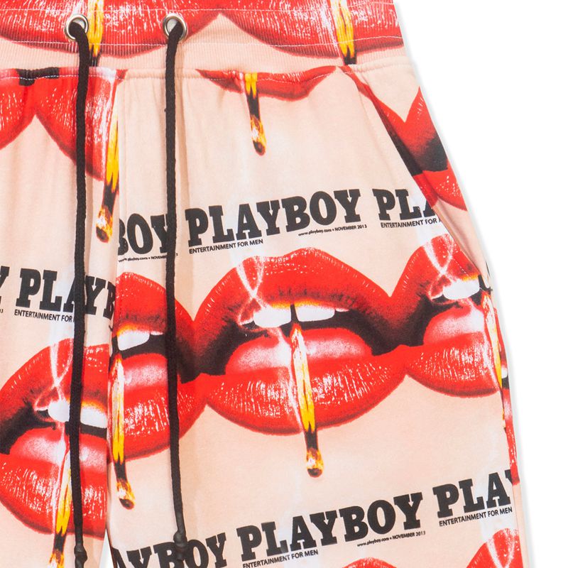 Calças Playboy Lips Print Oversized Jogger Feminino Vermelhas Laranja | NWSPU4876