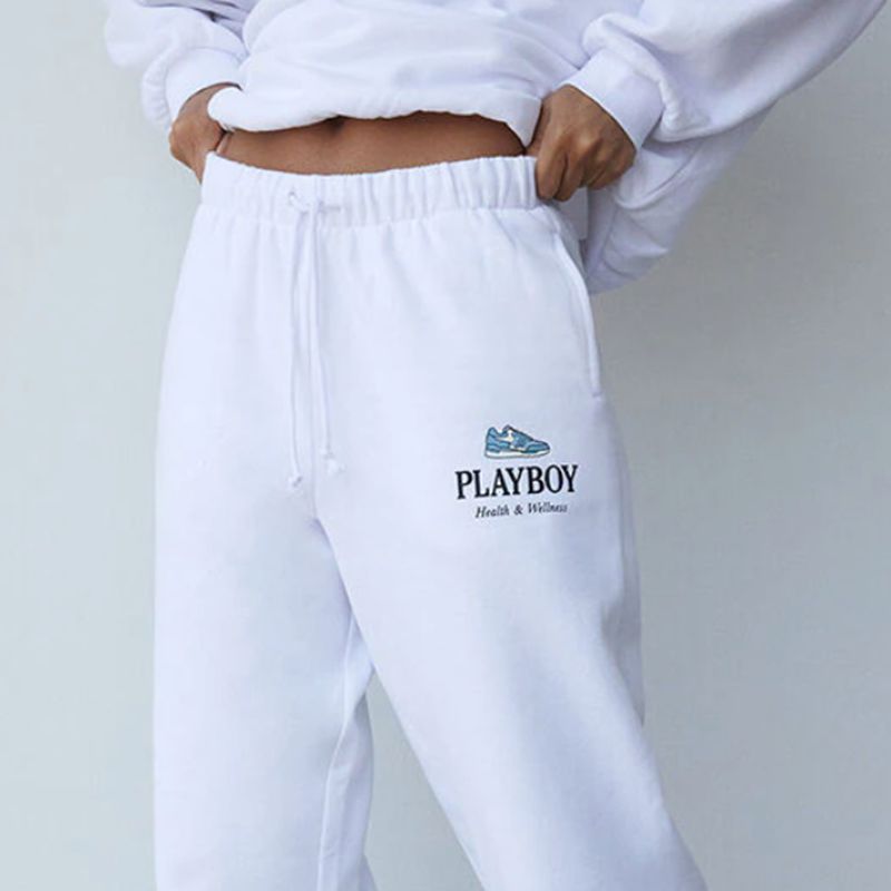 Calças Playboy Oversized Sweats Feminino Branco | NQOMH3290