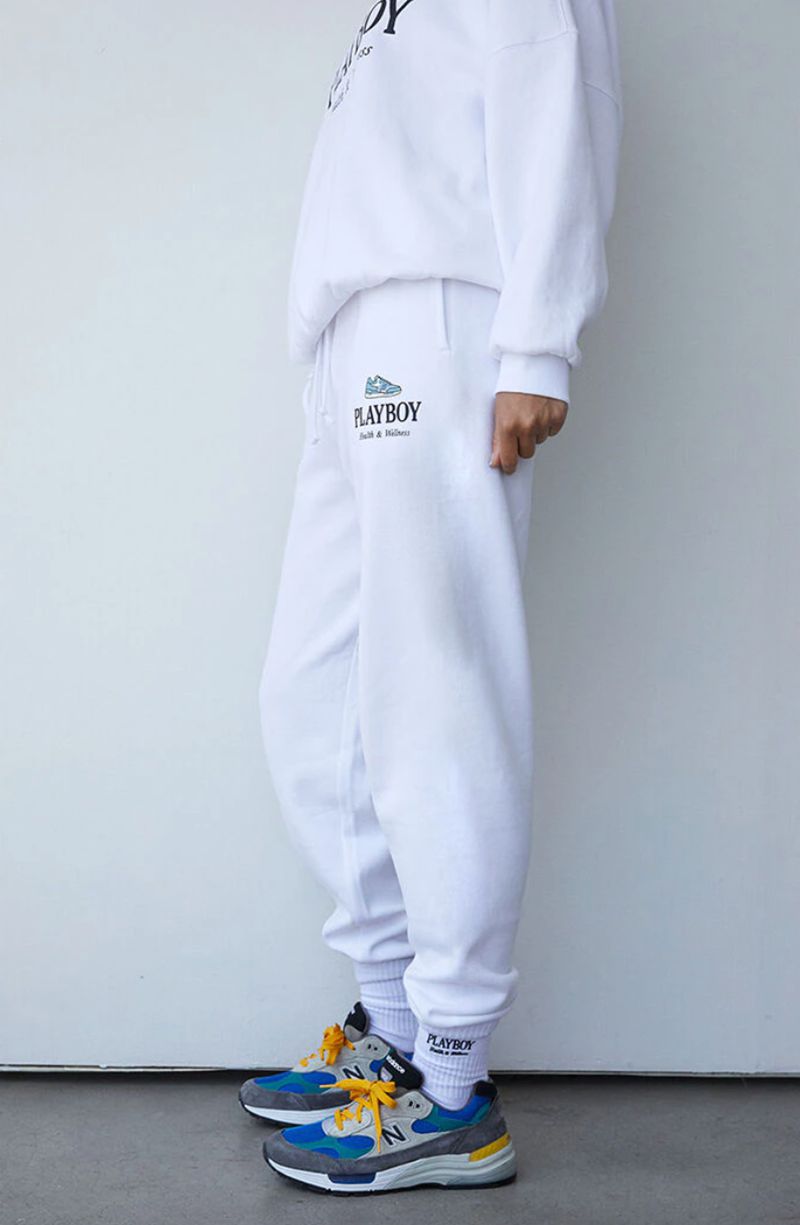 Calças Playboy Oversized Sweats Feminino Branco | NQOMH3290