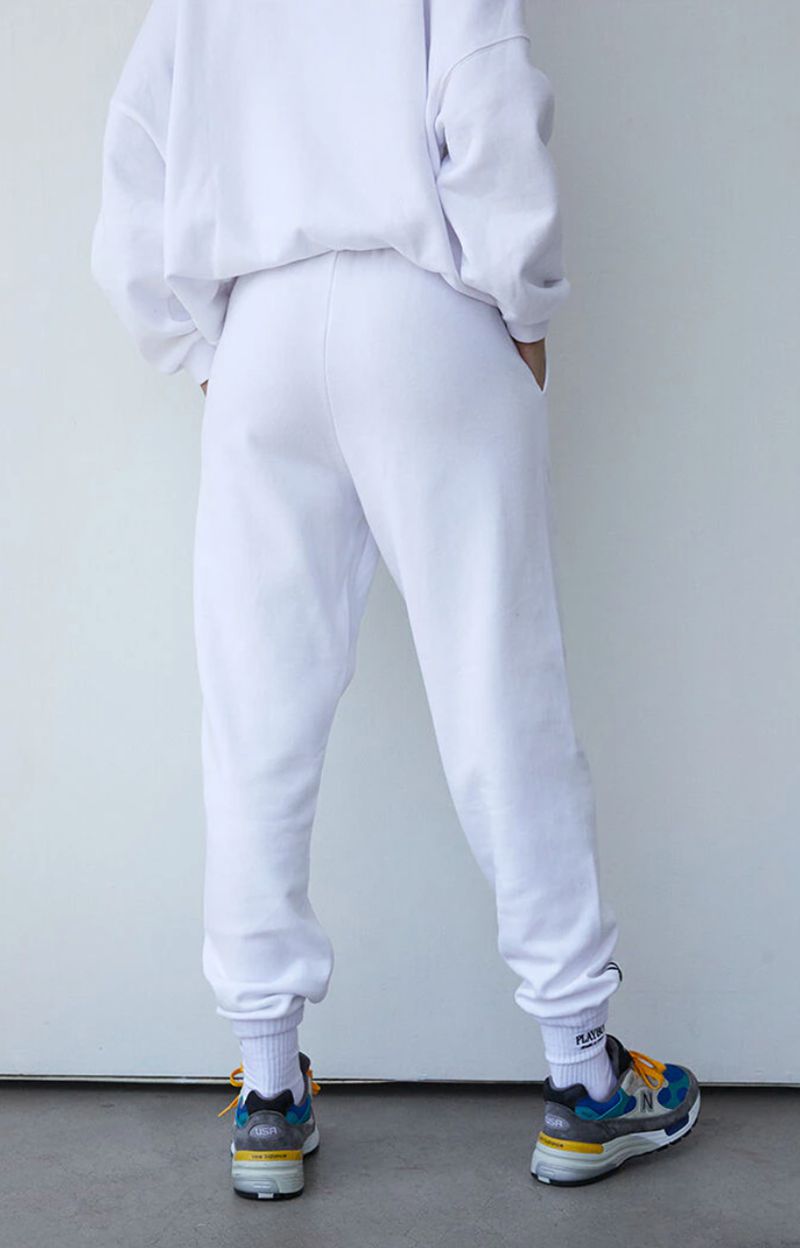 Calças Playboy Oversized Sweats Feminino Branco | NQOMH3290