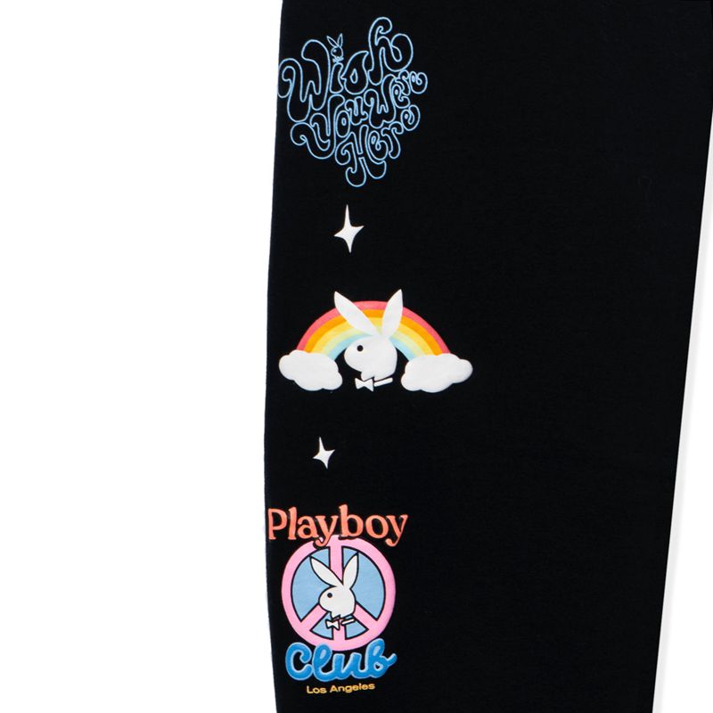 Calças Playboy Smile Club Sweats Feminino Pretas | MFUOC1946