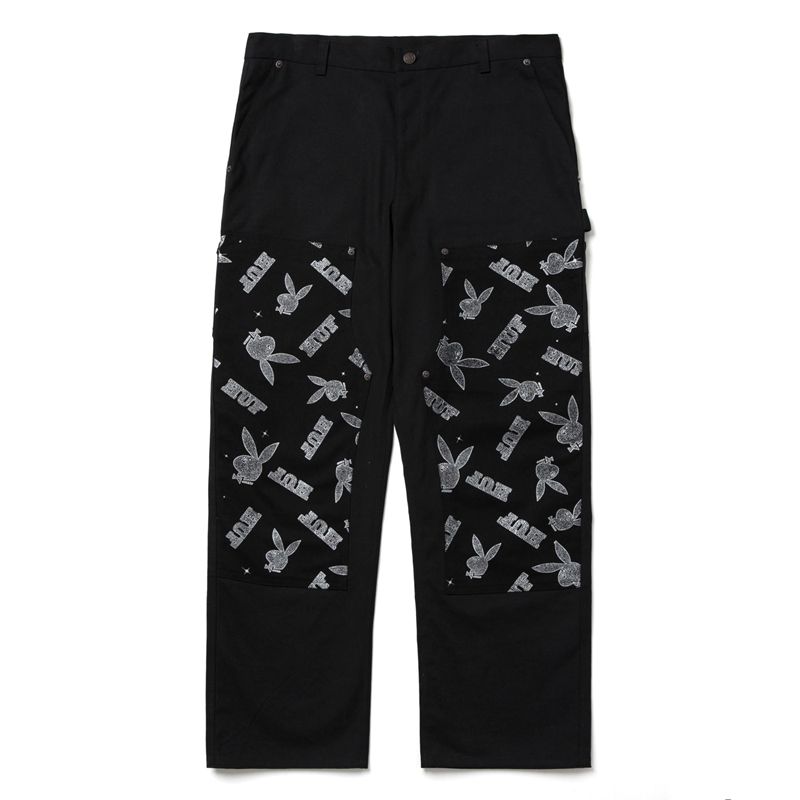 Calças Playboy X Huf Vvs Rabbit Head Masculino Pretas | ANXMF6307