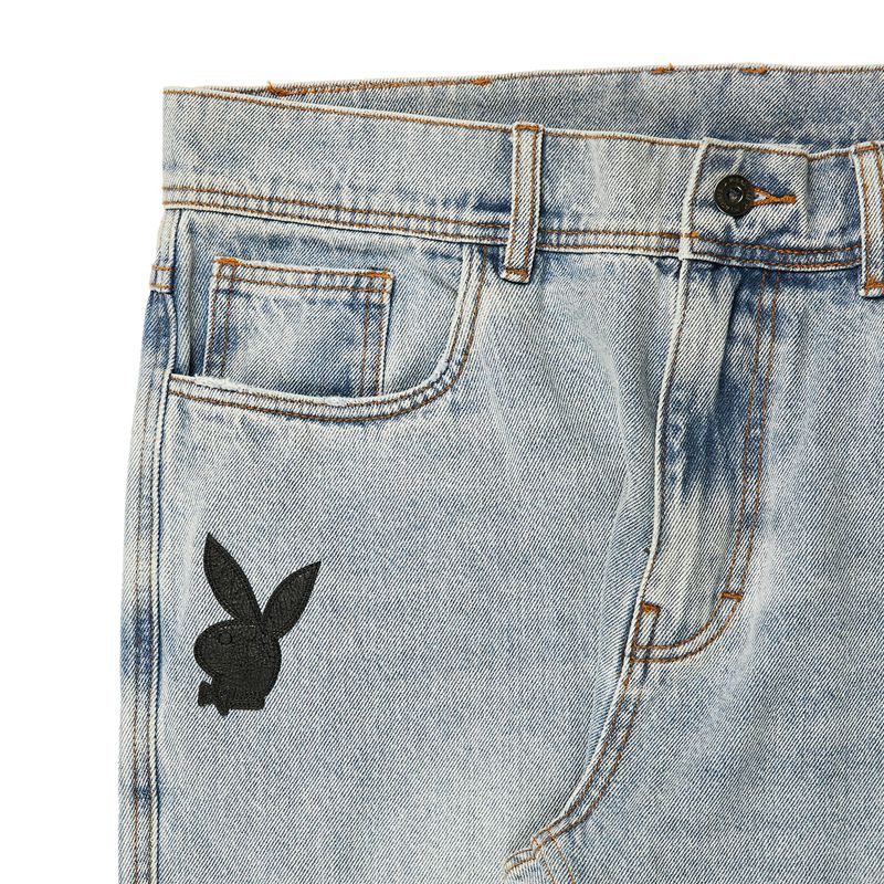 Calças Playboy X Pleasures Bunny Applique Denim Masculino Cinzentas | TDKSZ3487