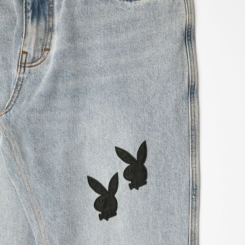 Calças Playboy X Pleasures Bunny Applique Denim Masculino Cinzentas | TDKSZ3487