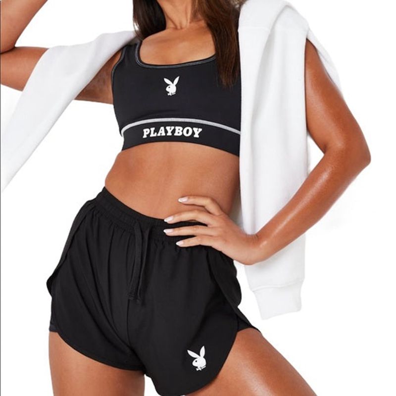 Calções Playboy Active Runners Feminino Pretas | IQHKE9621