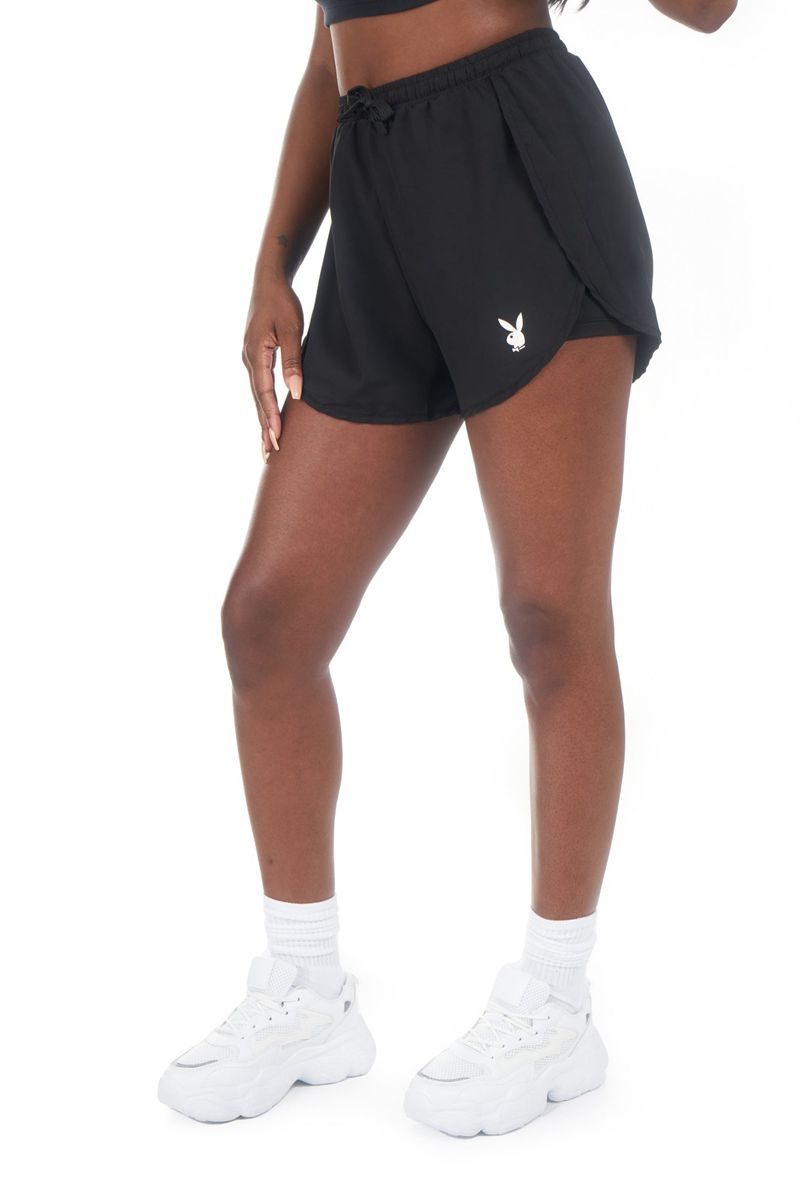 Calções Playboy Active Runners Feminino Pretas | IQHKE9621