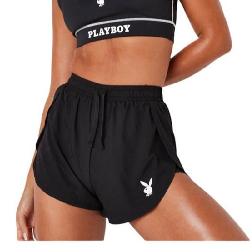 Calções Playboy Active Runners Feminino Pretas | IQHKE9621