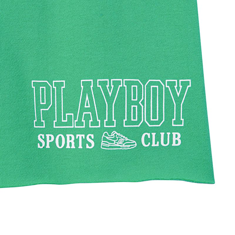 Calções Playboy Boyfriend Active Sweats Feminino Verdes Branco | TPJNB0261