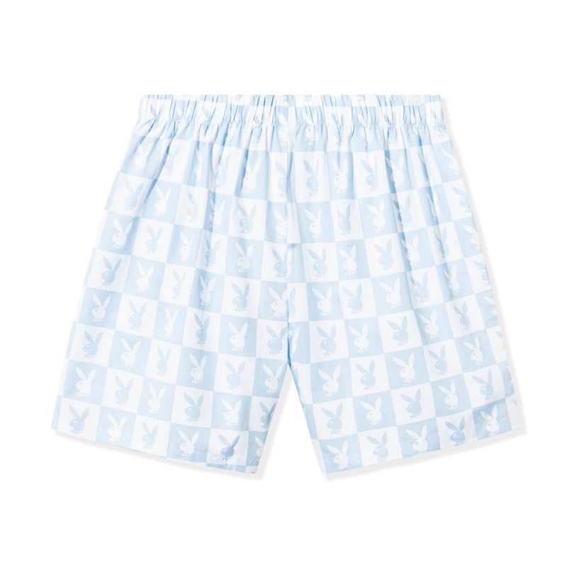 Calções Playboy Checker Rabbit Head Masculino Branco Azuis | MYCXF5816