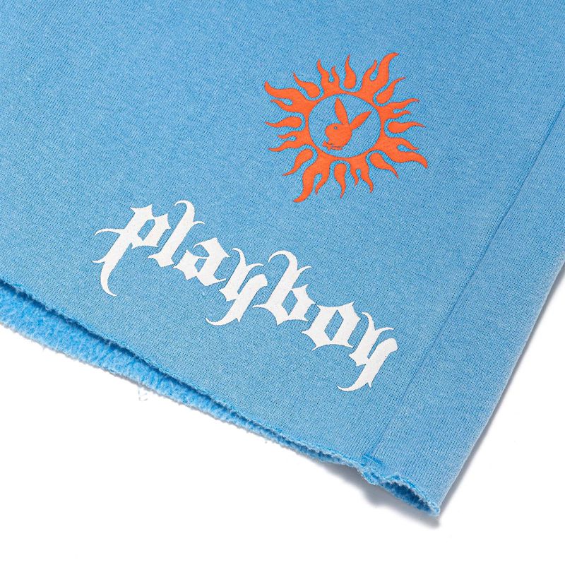 Calções Playboy Contrast Stitch Boyfriend Feminino Azuis | PHEIU1267