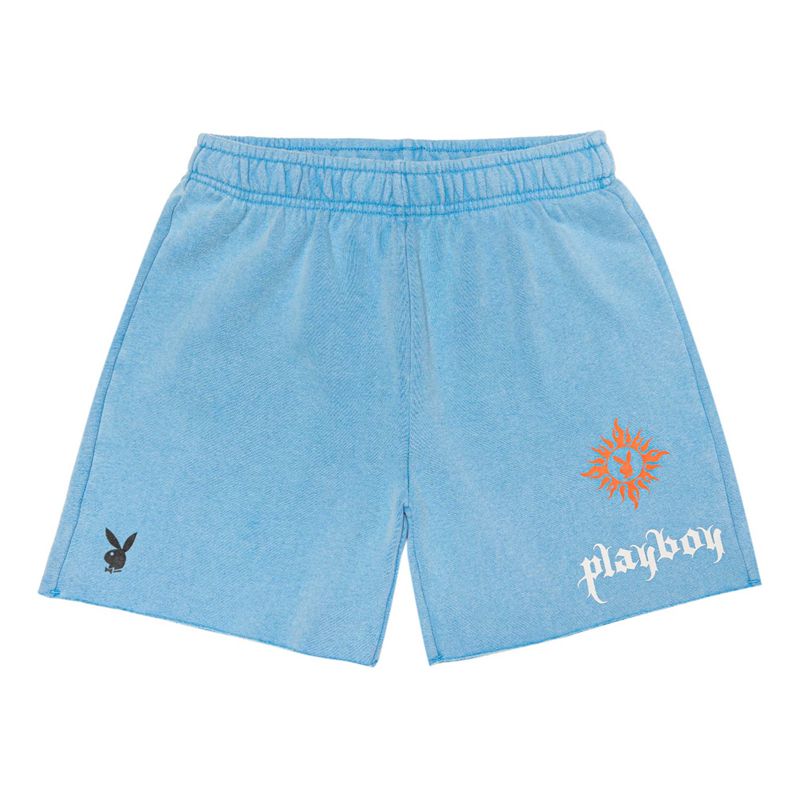 Calções Playboy Contrast Stitch Boyfriend Feminino Azuis | PHEIU1267