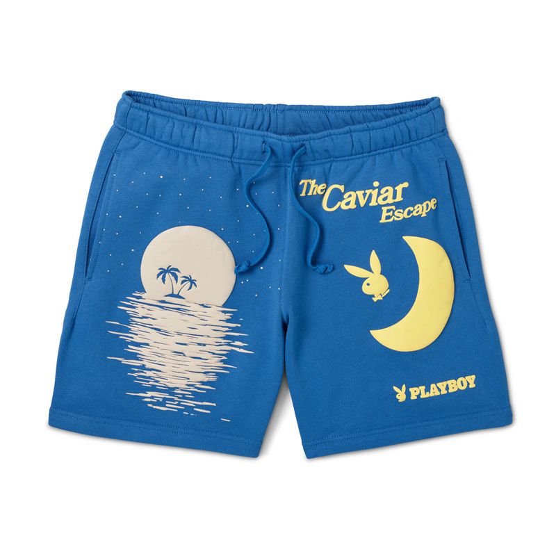 Calções Playboy Escape Sweats Masculino Azul Marinho | PRKJH7612