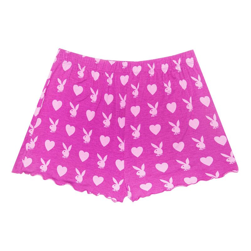 Calções Playboy Heart Bunny Sleeps Feminino Roxo Escuro | PXNGM1743