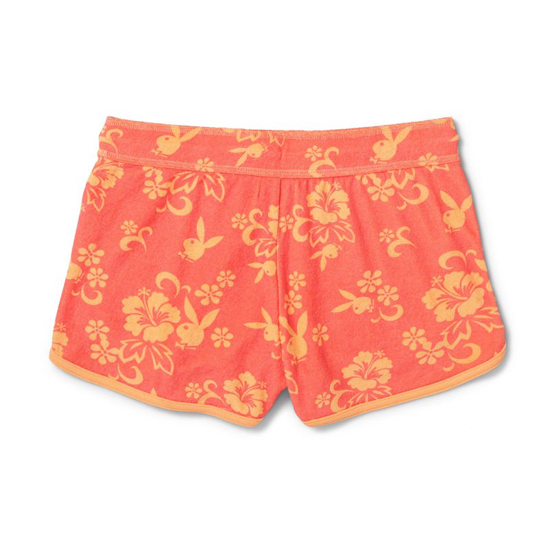 Calções Playboy Hibiscus Terry Sweats Feminino Vermelhas Laranja | RJBLF0765