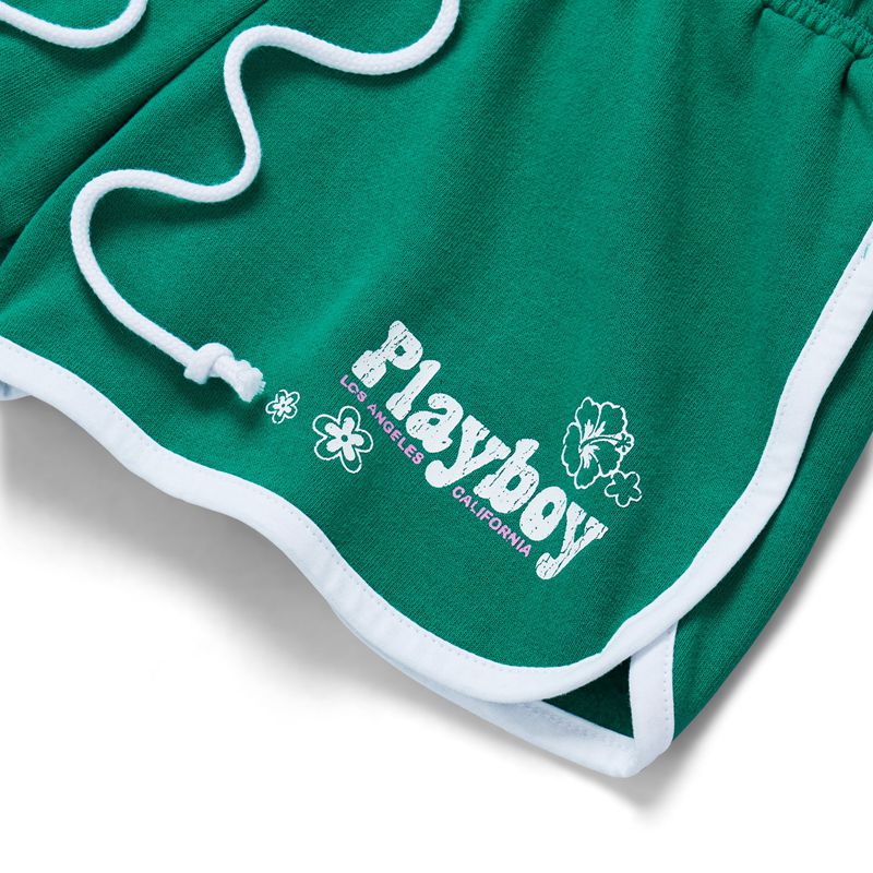 Calções Playboy Island Dolphins Feminino Branco Verdes | IZBMK6581