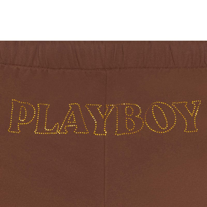 Calções Playboy Masthead Sweat Feminino Chocolate | ONRXP7461