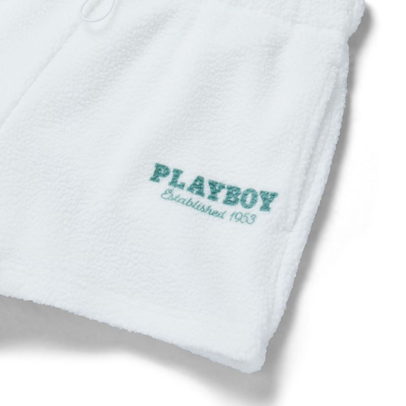 Calções Playboy Polar Sweats Feminino Branco | CMODG7360