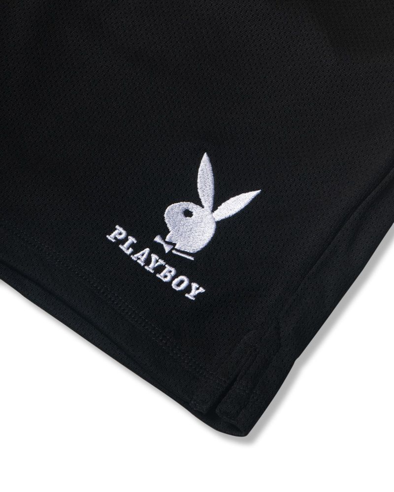 Calções Playboy Rabbit Head Mesh Masculino Pretas | LZRYA8130