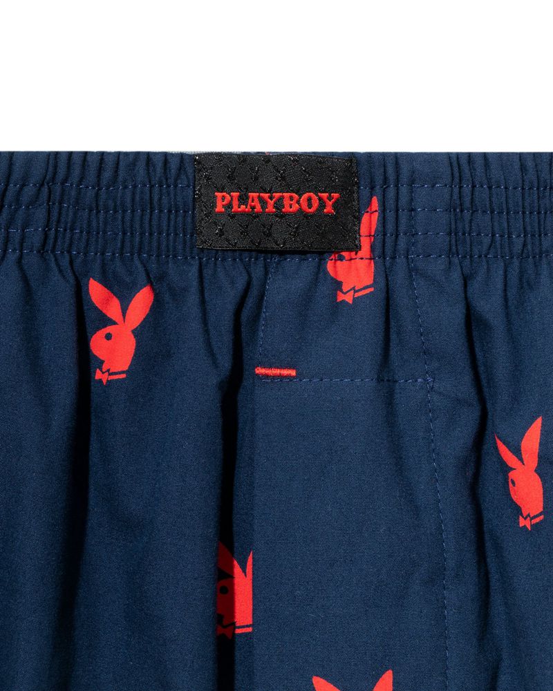 Calções Playboy Repeating Rabbit Head Lounge Masculino Azuis | XCASU2958