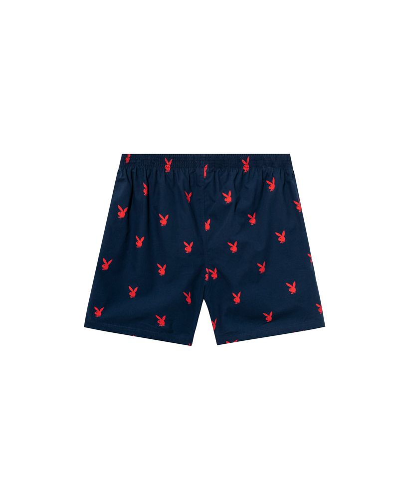 Calções Playboy Repeating Rabbit Head Lounge Masculino Azuis | XCASU2958