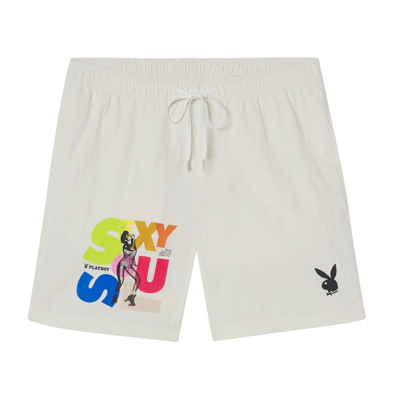 Calções Playboy Soul Nylon Masculino Branco | IOJCW1429