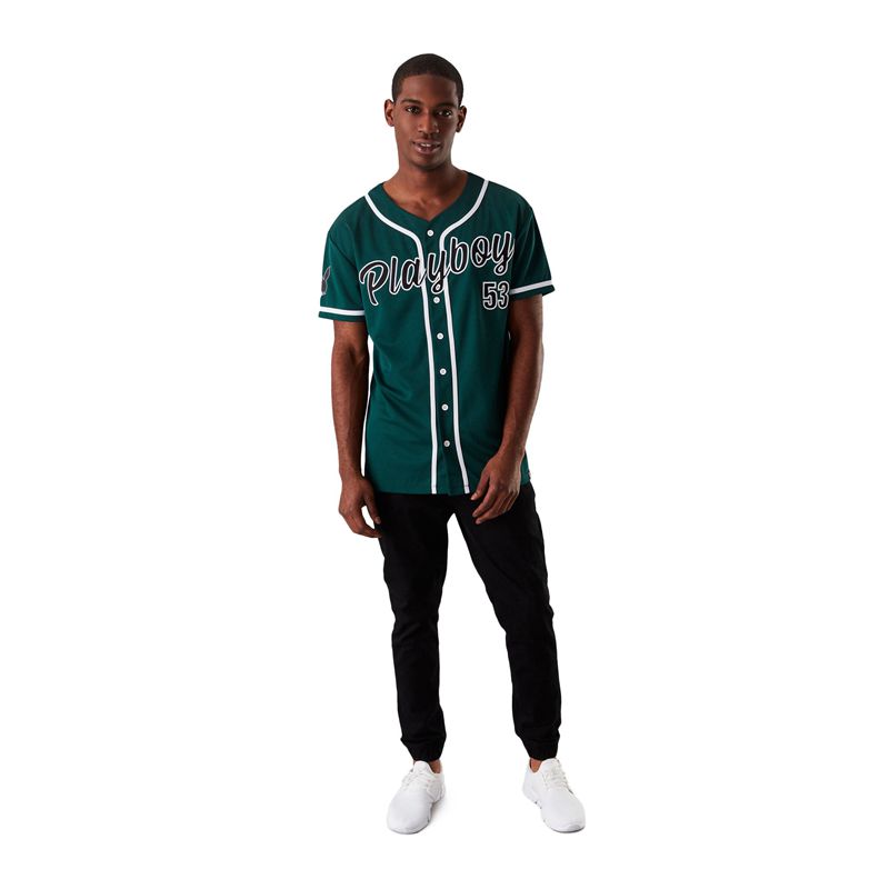 Camisas Playboy Baseball Jersey Masculino Verdes | BLREQ2063