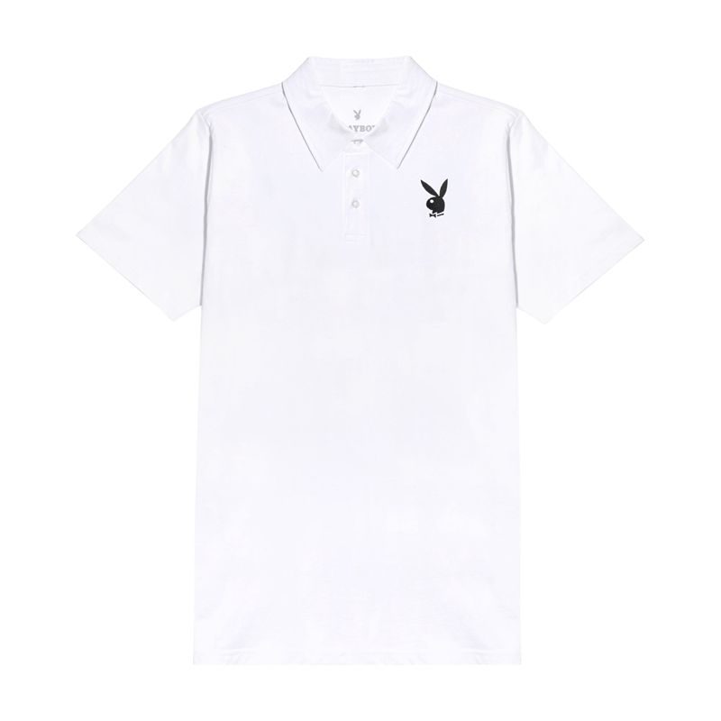 Camisas Playboy Classicos Rabbit Head Polo Masculino Pretas | CXRZH3154